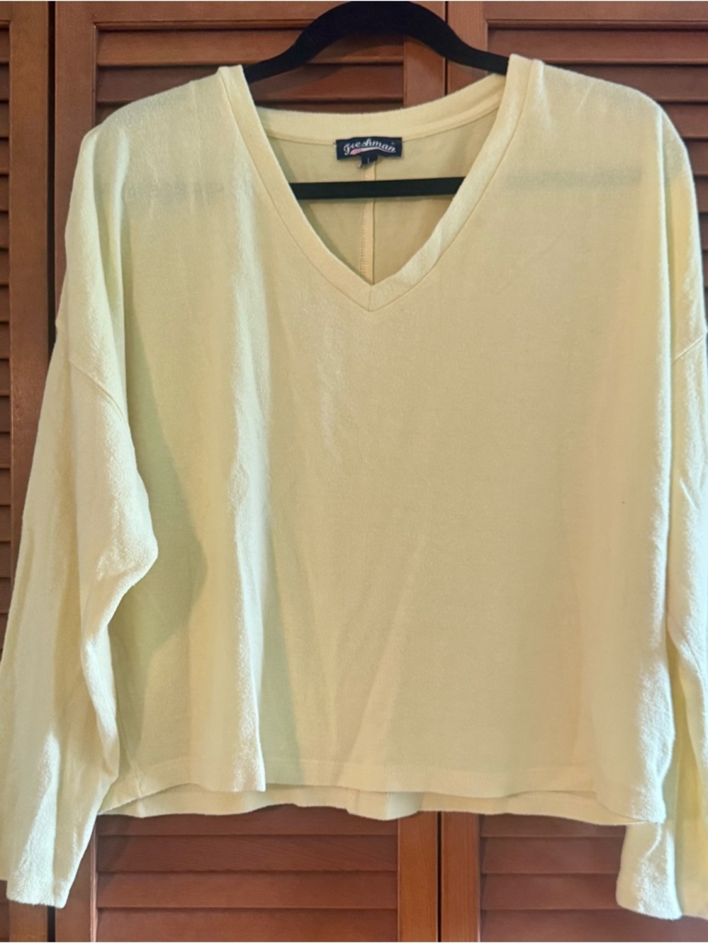 Freshman Pale Yellow V-Neck Lightweight Women's Sweatshirt